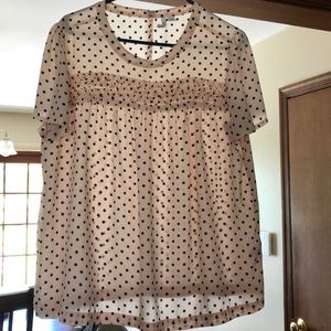 Light pink and black polk a dot top